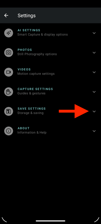 Android Camera Save Settings