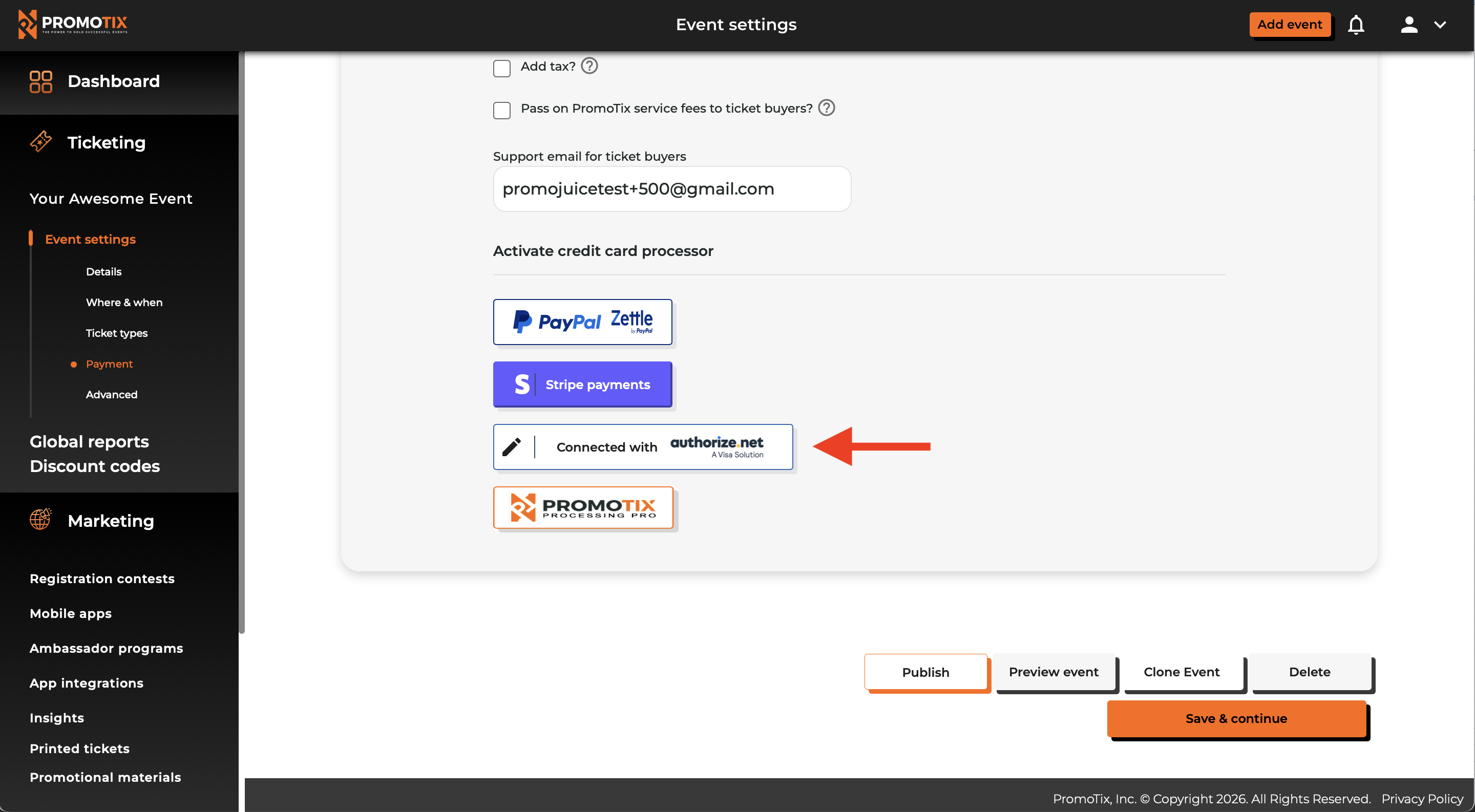 Authorize.net Connected Successfully 3.4.26
