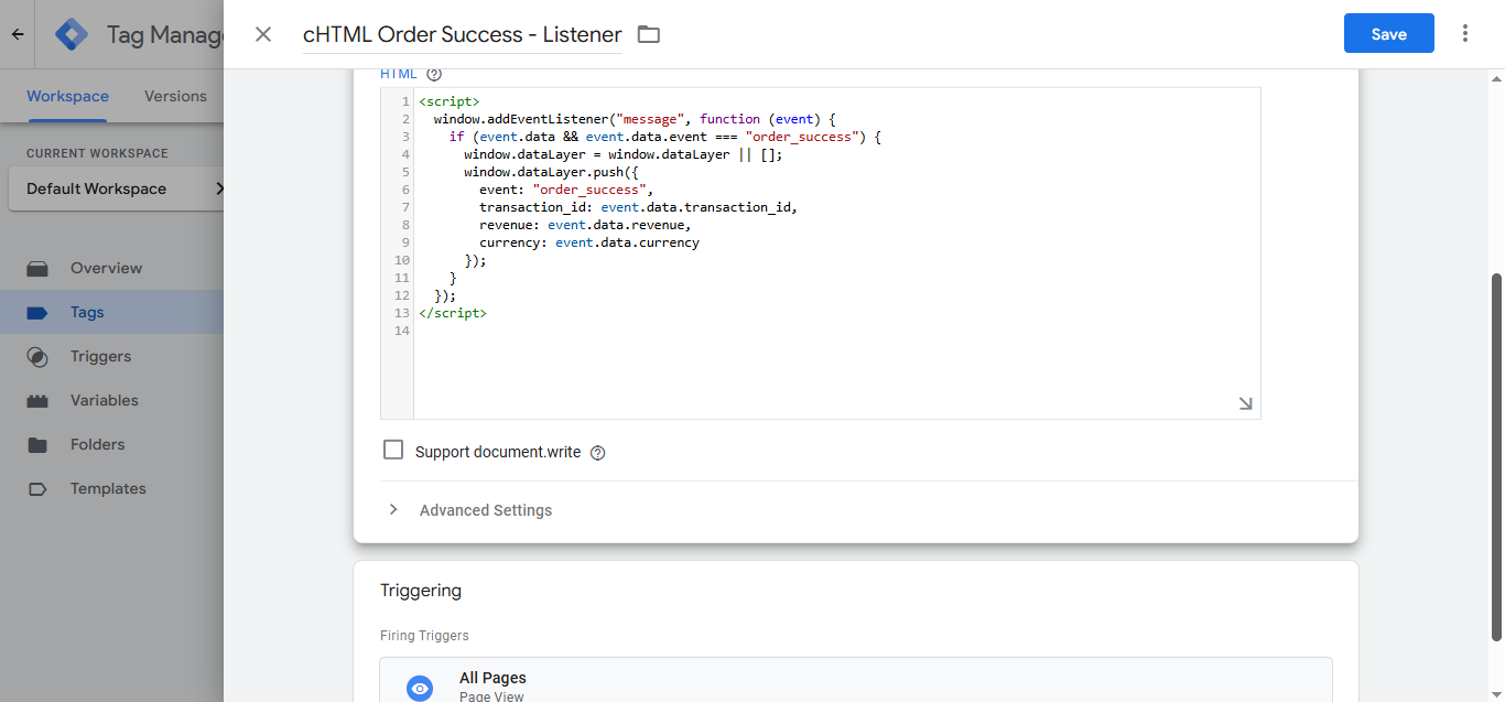 GTM Custom HTML Tag