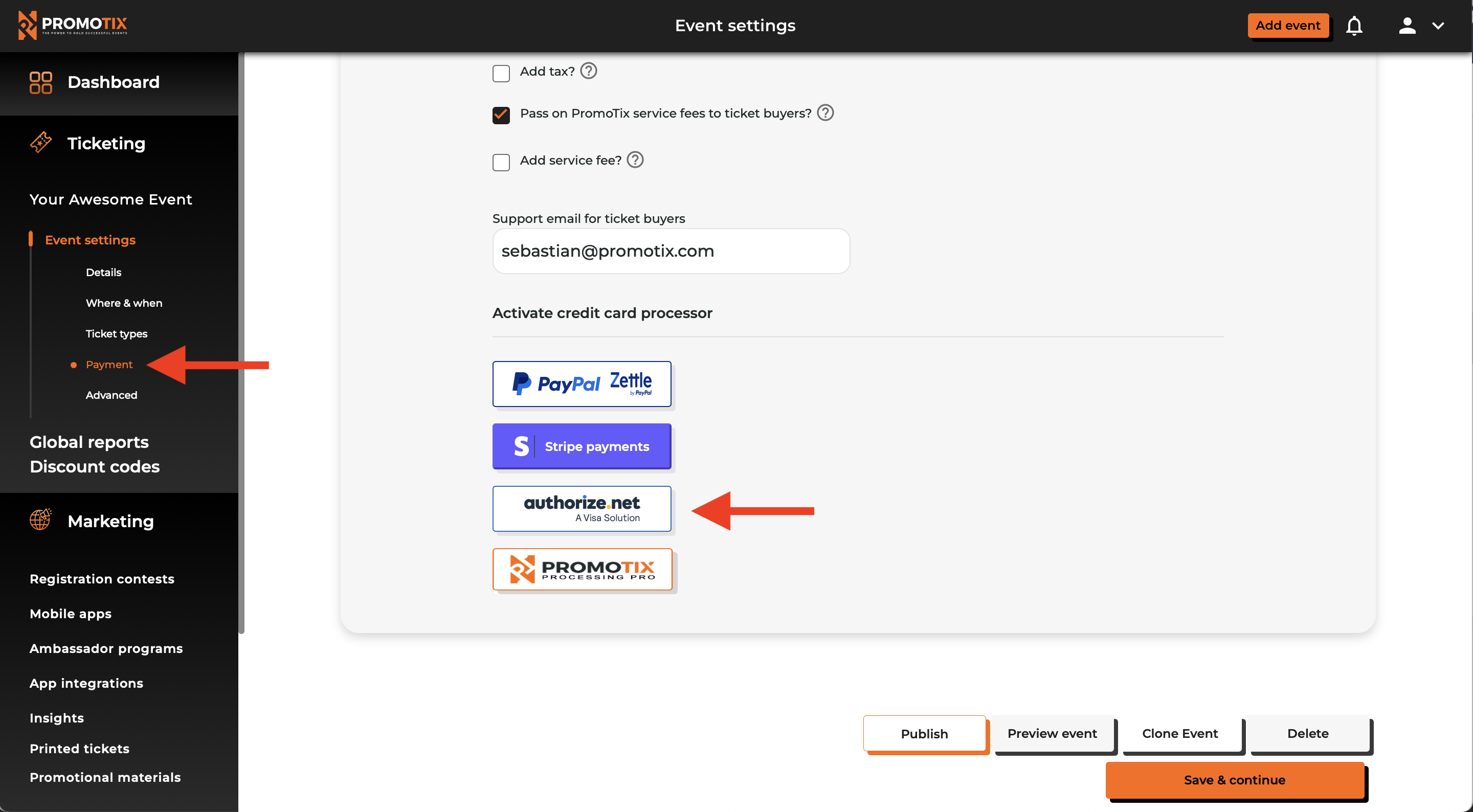 Payment Tab Authorize.net Button 3.4.26
