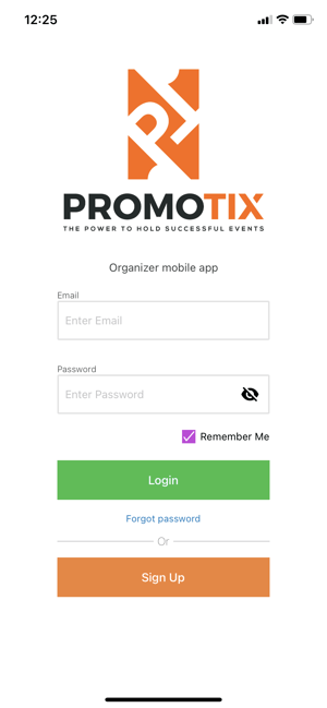 Login to PromoTix Organizer App