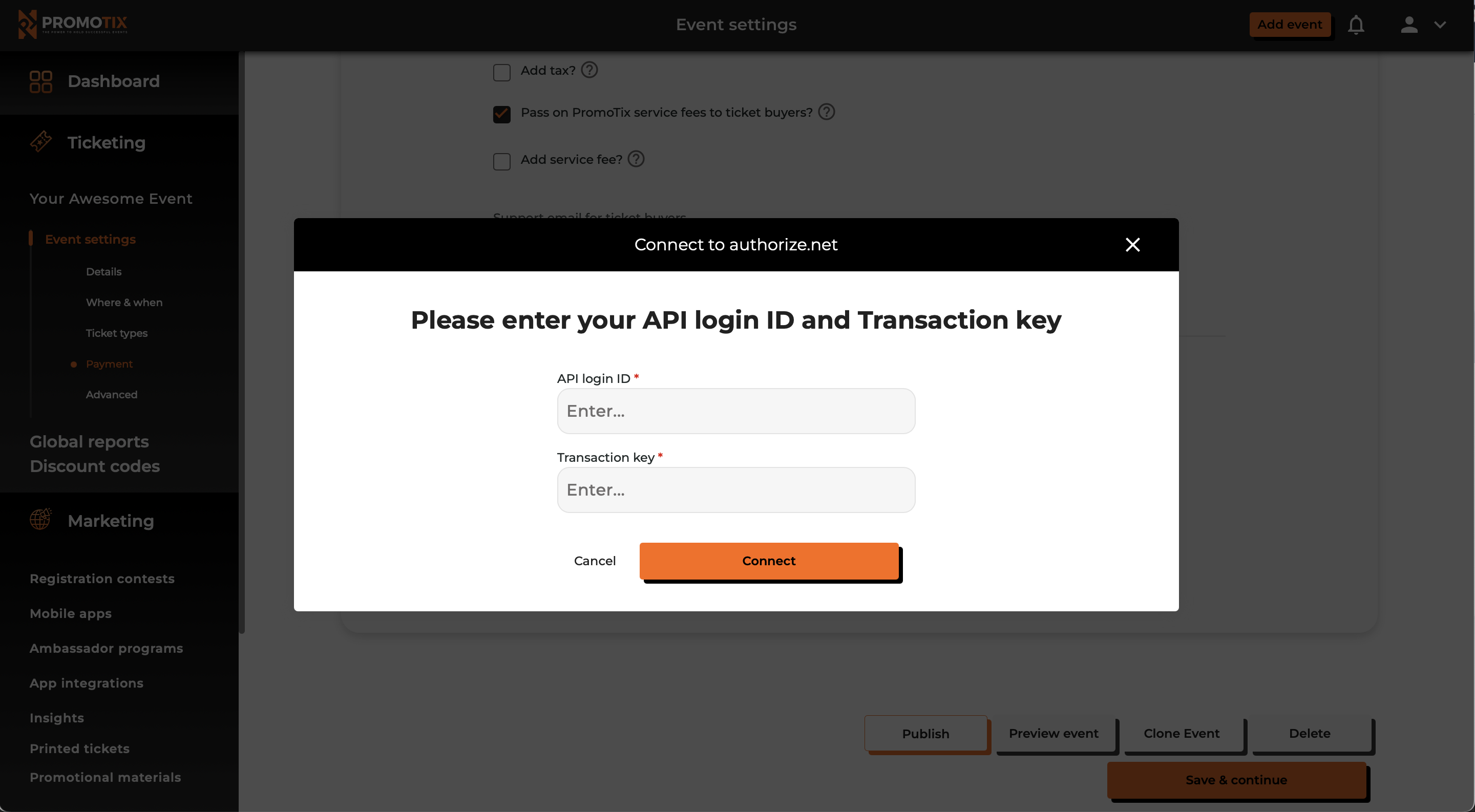 PromoTix Connect Authorize.net 3.4.26