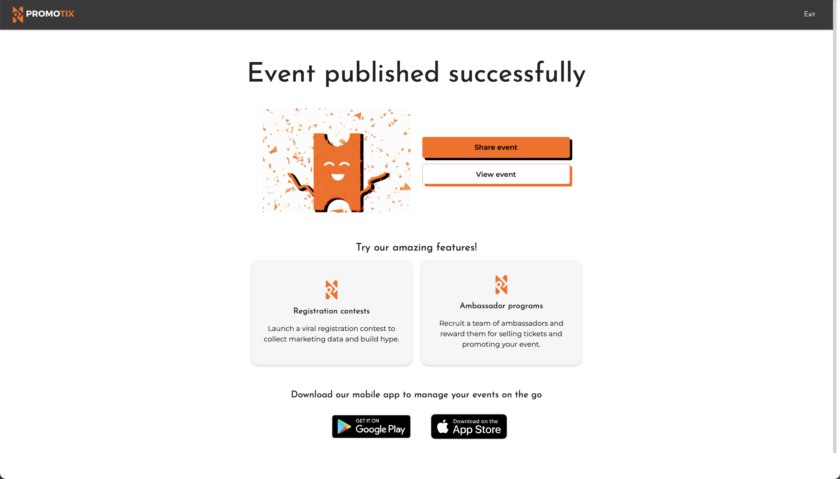 PromoTix Event Published Successfully