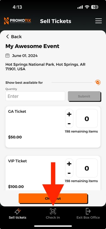 PromoTix Organizer Select Check In Tab 4924 copy