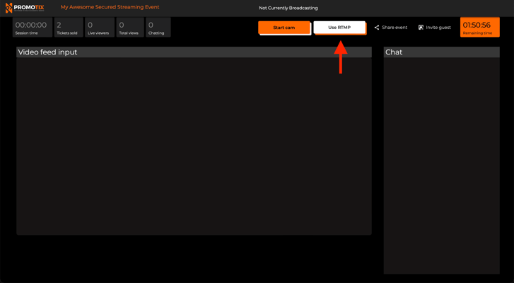 PromoTix Secured Live Streaming Use RTMP