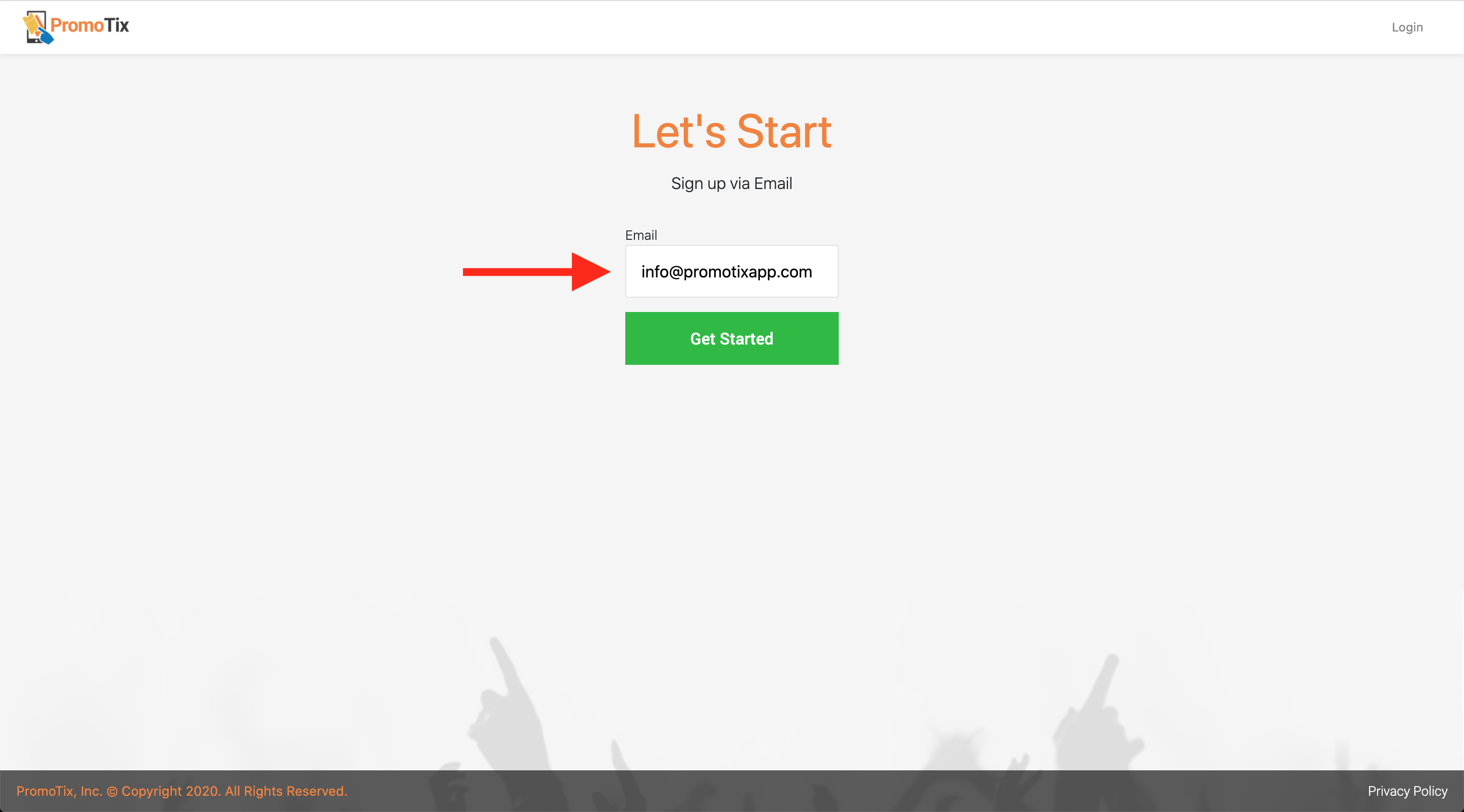 PromoTix Signup Email