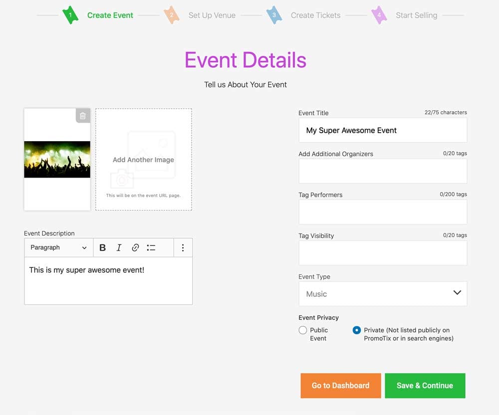 PromoTix Event Details Screen