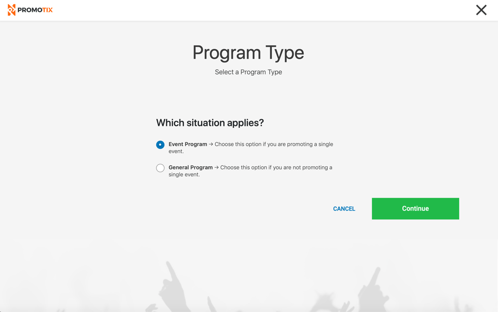 Select a program type 