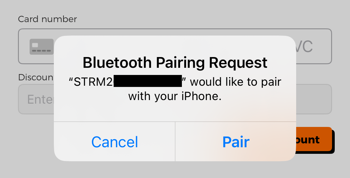 Stripe Reader M2 Pairing Request 1.18.26